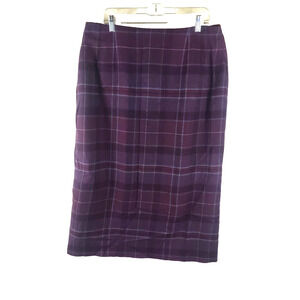 J.G. Hook Women's Skirt Size 18 W Petite Brown Plaid Wool Blend Long Modest...
